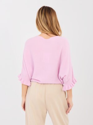 Alternative view of Megztinis su alpakos vilna ir 3/4 kimono tipo rankovėmis "Laila" šviesi rožinė