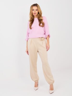 Megztinis su alpakos vilna ir 3/4 kimono tipo rankovėmis "Laila" šviesi rožinė