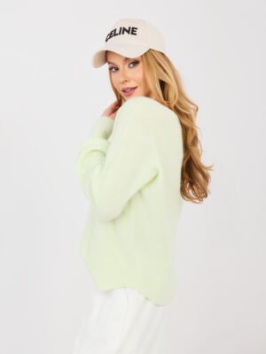 Alternative view of Megztinis su alpakos vilna ir V formos iškirpte "DAREEN" šviesi žalia