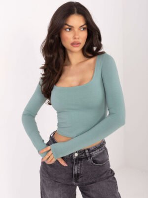 Trumpa palaidinė su kvadratine iškirpte "CAMMY" pistacijų