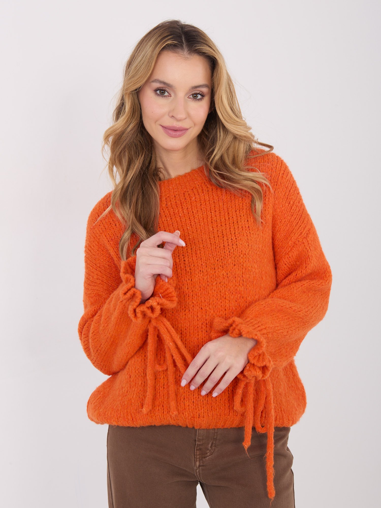 Minkšto vilnos siūlo megztinis "LUKRECIJA" oranžinė