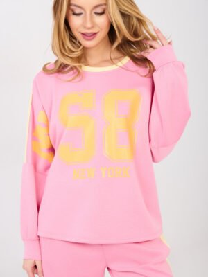 Alternative view of Džemperio ir kelnių laisvalaikio komplektas iš sviestinės medžiagos "Nr. 58" rožinė