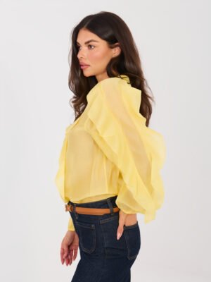 Alternative view of Lengvo audinio marškiniai su dekoratyviniais raukiniais "ELEINE" geltona