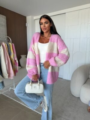 Sweter pastelle rozpinany pudrowy ecru