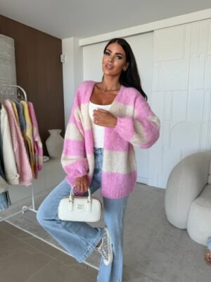 Sweter pastelle rozpinany pudrowy ecru