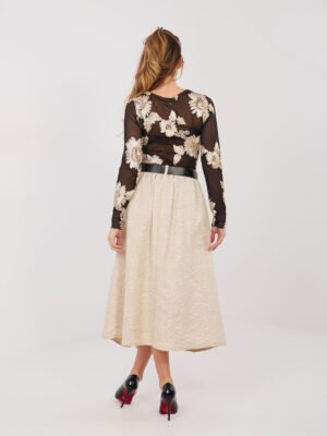 Alternative view of Tekstūrinio audinio midi sijonas su diržu "MARISSA" smėlio