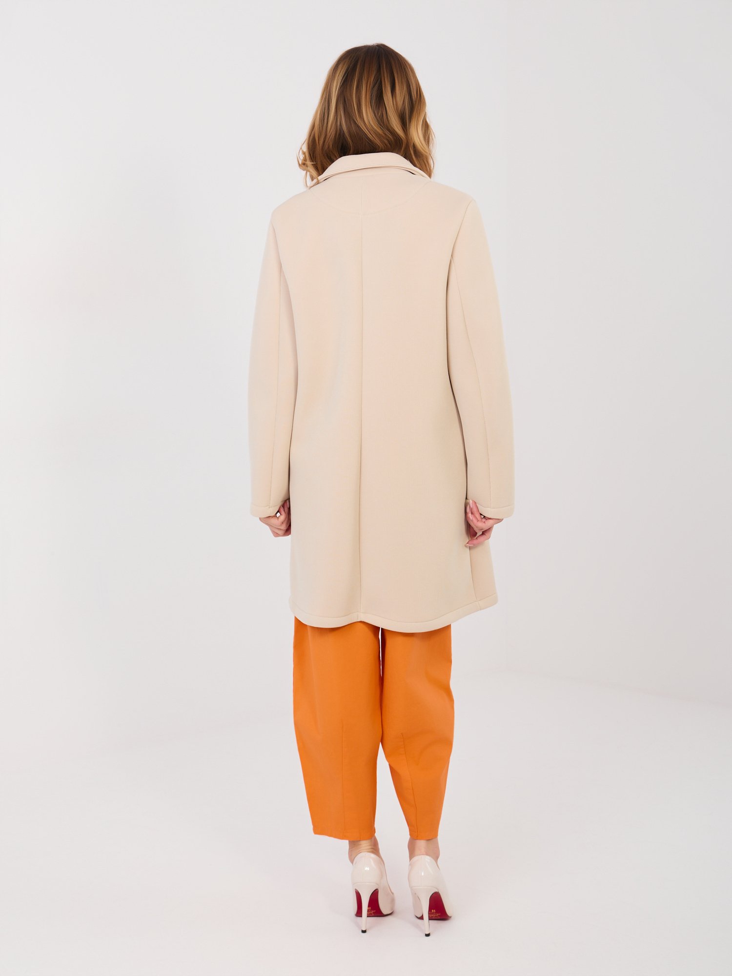 Modernus paltas su dekoratyvine sage "KYARA" beige - Image 2