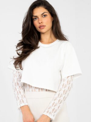 Alternative view of Stilingas bodis su nėrinių palaidinės imitacija "ELONA" balta