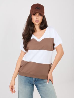 Alternative view of Laisvalaikio palaidinė su plačių juostų raštu "LINEA" ruda