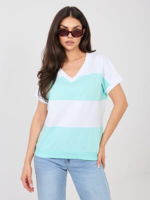 Alternative view of Laisvalaikio palaidinė su plačių juostų raštu "LINEA" mėtinė