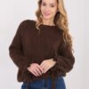 Pol pl Brazowy damski sweter z domieszka welny 416698