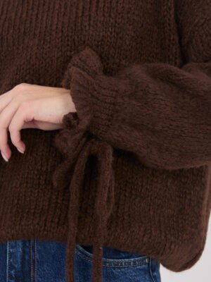 Pol pl Brazowy damski sweter z domieszka welny 416698