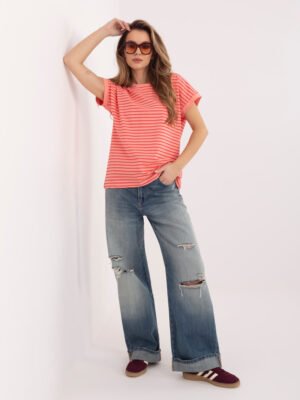 Dryžuoti marškinėliai trumpomis rankovėmis "RIBBI" persikų