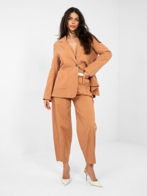 Alternative view of Modernios kelnės su siūlėmis apačioje "SILVARA" oranžinė