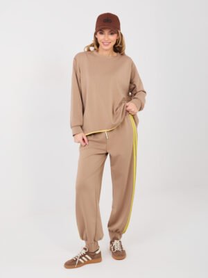 Džemperio ir jogger tipo kelnių komplektas "DIXY" tamsi smėlio