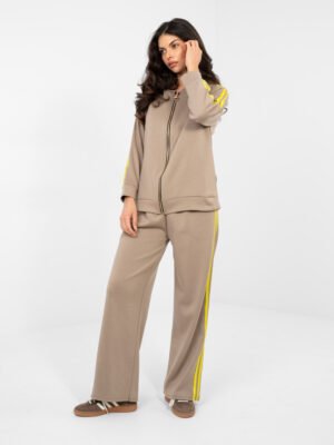 Užsegamo džemperio ir kelnių komplektas "KITTI" tamsi smėlio