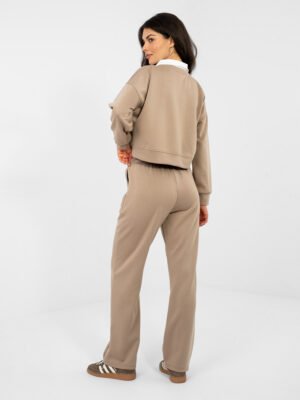 Alternative view of Trumpinto džemperio su apykakle ir kelniu komplektas "LILLA" tamsi smėlio