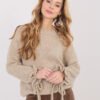 Pol pl Ciemnobezowy sweter w jednolitym kolorze 416690