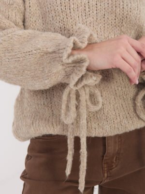 Pol pl Ciemnobezowy sweter w jednolitym kolorze 416690