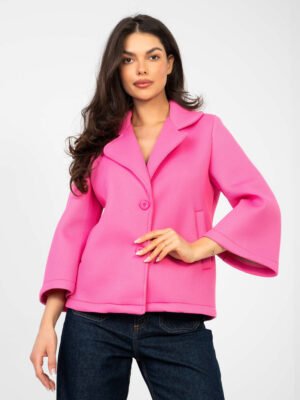 Casual stiliaus trumpas tiesaus kirpimo paltukas "SAULE" rožinė