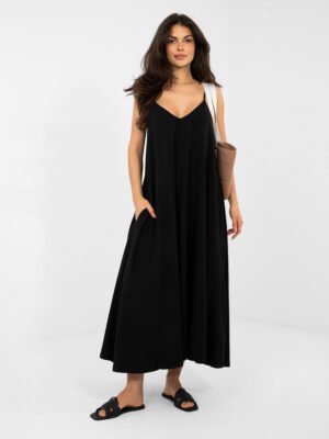 Vasariška maxi suknelė su petnešėlėmis "JACCY" juoda