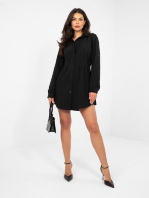 Marškinių tipo suknelė su pabrėžtu liemeniu "ROSSY" juoda