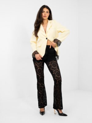 Nėriniuotos platėjančios kelnės "JORDANA" juoda