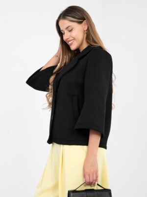 Alternative view of Casual stiliaus trumpas tiesaus kirpimo paltukas "SAULE" juoda