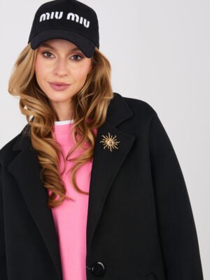 Alternative view of Modernus paltas su dekoratyvine sage "KYARA" juoda