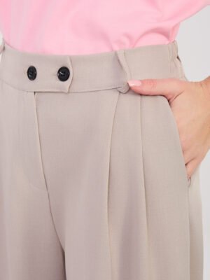 Alternative view of Plačios kelnės su aukštu liemeniu "VILOU" tamsi smėlio