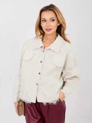 Alternative view of Džinsinis švarkelis su sagomis ir nėrinių apdaila "CORDY" šviesi smėlio