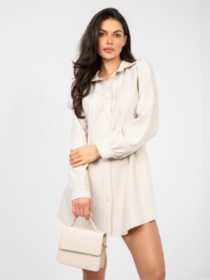 Alternative view of Marškinių tipo suknelė su pabrėžtu liemeniu "ROSSY" šviesi  smėlio