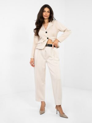 Casual stiliaus minkštos kelnės su akcentine kišene ir diržu "CALLY" šviesi smėlio