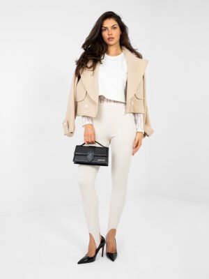 Aukšto liemens tamprūs leginsai "TREVY" šviesi smėlio