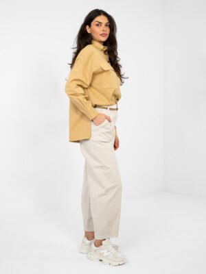 Alternative view of Modernios kelnės su siūlėmis apačioje "SILVARA" smėlio