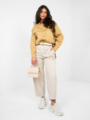 Modernios kelnės su siūlėmis apačioje "SILVARA" smėlio