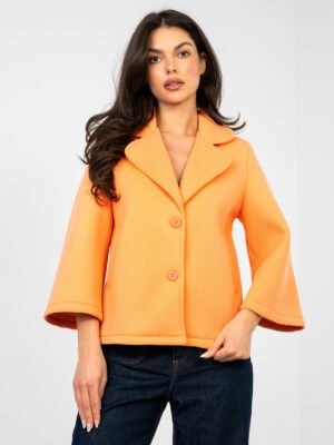 Casual stiliaus trumpas tiesaus kirpimo paltukas "SAULE" šviesi oranžinė