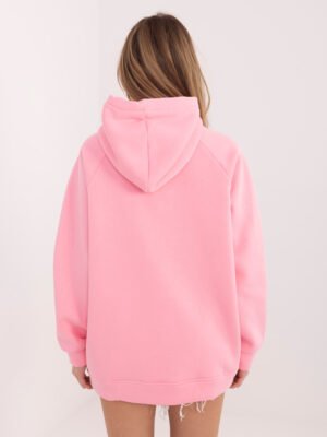 Alternative view of Šiltas dzemperis su kengūros kišene ir užrašu “PROSECCO” šviesi rožinė