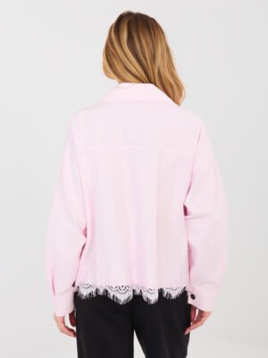 Alternative view of Džinsinis švarkelis su sagomis ir nėrinių apdaila "CORDY" šviesi rožinė