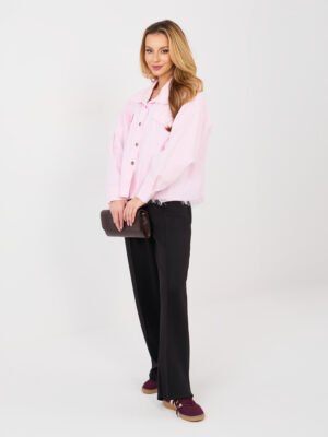 Džinsinis švarkelis su sagomis ir nėrinių apdaila "CORDY" šviesi rožinė