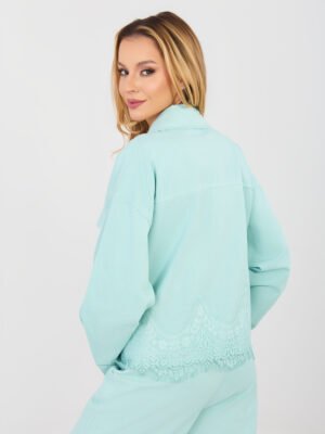 Alternative view of Džinsinis švarkelis su sagomis ir nėrinių apdaila "CORDY" mėtinė