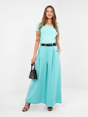 Stilingos, plačios palazzo stiliaus kelnės "MEIDA"  mėtų