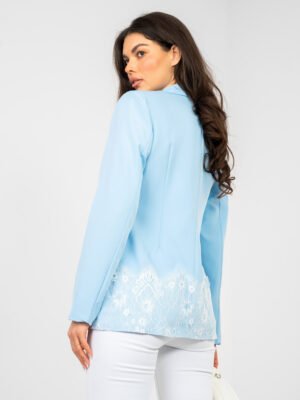 Alternative view of Elegantiškas švarkas su nėrinių apdaila "CLAUDIA" šviesi mėlyna