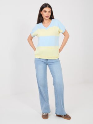 Laisvalaikio palaidinė su plačių juostų raštu "LINEA" šviesi mėlyna