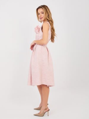 Alternative view of Elegantiška suknelė su gėlių detale ir diržu  "AMY" šviesi rožinė