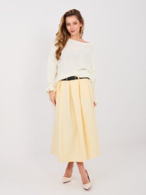 Tekstūrinio audinio midi sijonas su diržu "MARISSA" šviesi geltona