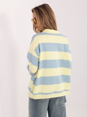 Alternative view of Dryžuotas oversize džemperis su V formos iškirpte "CHIARA" šviesi geltona