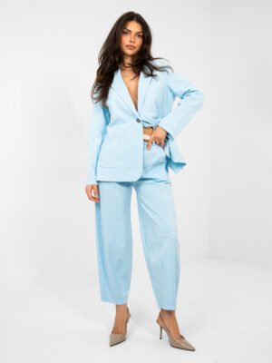 Modernios kelnės su siūlėmis apačioje "SILVARA" šviesi mėlyna