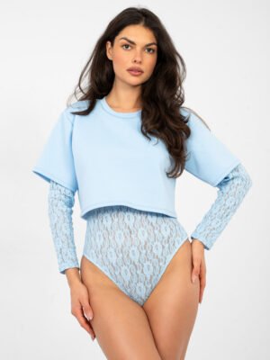 Stilingas bodis su nėrinių palaidinės imitacija "ELONA" šviesi mėlyna