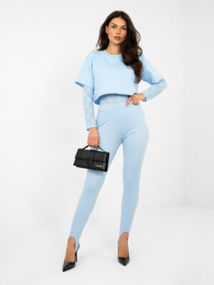 Aukšto liemens tamprūs leginsai "TREVY" šviesi mėlyna